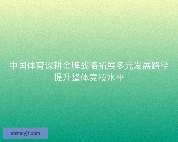 中国体育深耕金牌战略拓展多元发展路径提升整体竞技水平