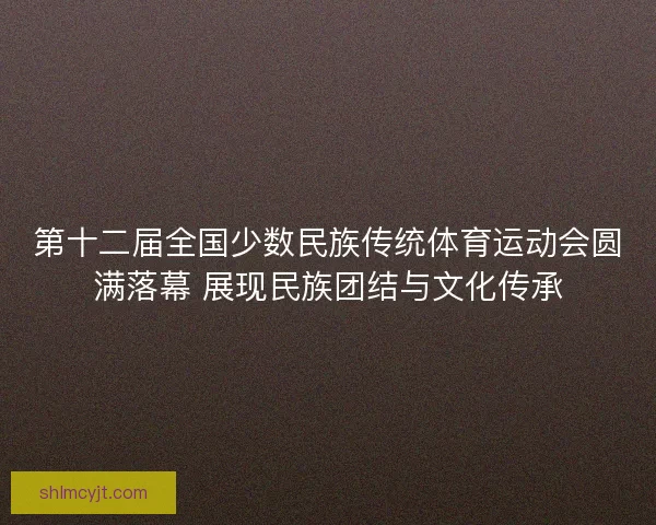 第十二届全国少数民族传统体育运动会圆满落幕 展现民族团结与文化传承 第十二届全国少数民族传统体育运动会圆满落幕 展现民族团结与文化传承